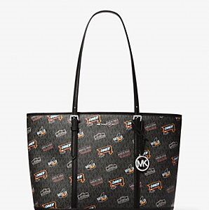 Jet Set Large Printed Signature Logo Tote Bag