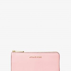 Jet Set Travel Large Saffiano Leather Quarter-Zip Wallet